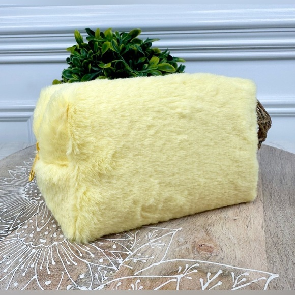 Faux Fur Yellow Cosmetic Bag - Picture 1 of 3